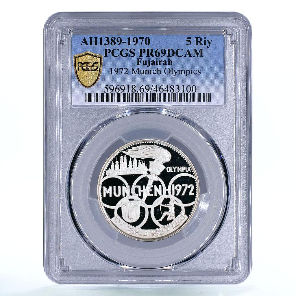 Fujairah 5 riyals Munchen Summer Olympic Games PR68 PCGS proof silver coin 1970