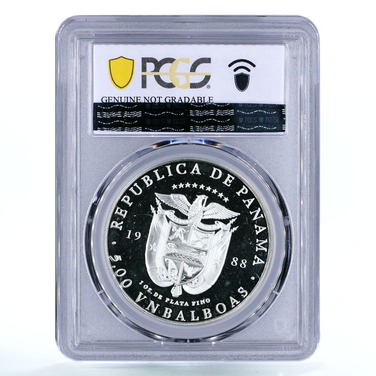Panama 5 balboas Baron Manfred Freiherr Von Richthofen Genuine PCGS coin 1988