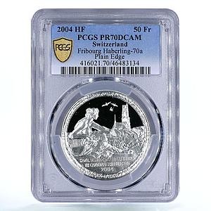 Switzerland 50 francs Fribourg Shooting Festival Birds PR70 PCGS Ag coin 2004