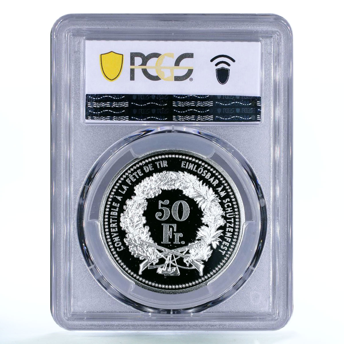 Switzerland 50 francs Fribourg Shooting Festival Birds PR70 PCGS Ag coin 2004