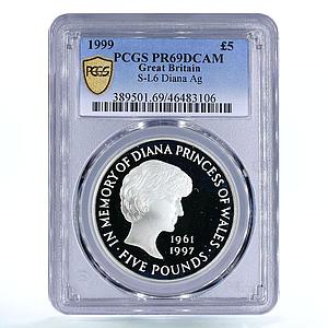 Great Britain 5 pounds In Memory of Princess Diana PR69 PCGS silver coin 1999