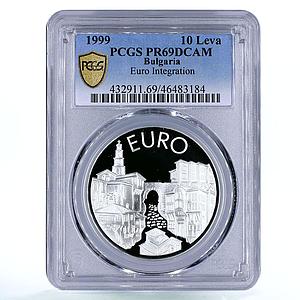Bulgaria 10 leva Euro Integration Plovdiv City PR69 PCGS silver coin 1999