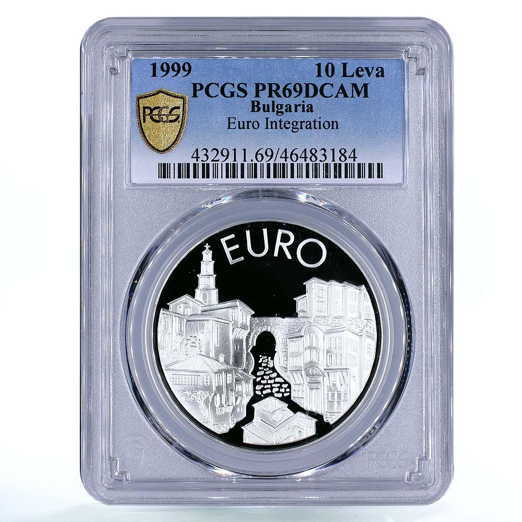 Bulgaria 10 leva Euro Integration Plovdiv City PR69 PCGS silver coin 1999