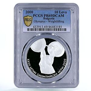 Bulgaria 10 leva 27 Summer Olympic Games Weightlifting PR69 PCGS silver 2000