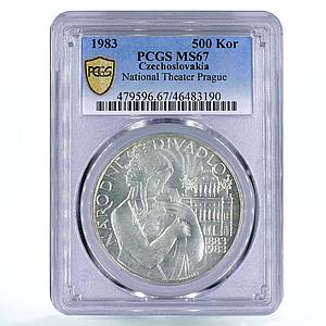 Czechoslovakia 500 korun Theater Variety KOLARSKY MS67 PCGS silver coin 1983