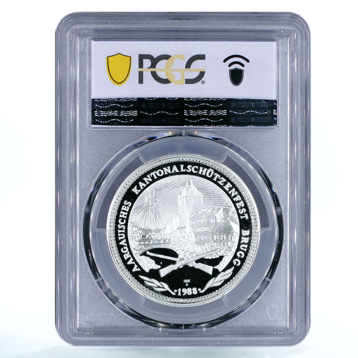 Switzerland 50 francs Aargau Brugg Shooting Festival PR68 PCGS silver coin 1988