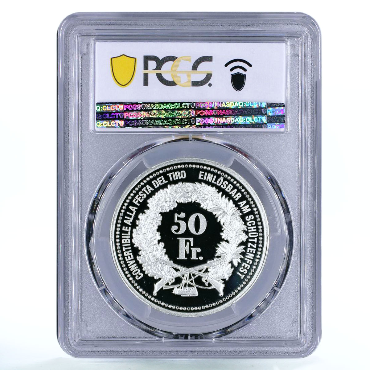 Switzerland 50 francs Brusio Shooting Festival Train Rail PR69 PCGS Ag coin 2005