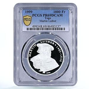 Togo 1000 francs Religion Reformation Martin Luther PR69 PCGS silver coin 1999