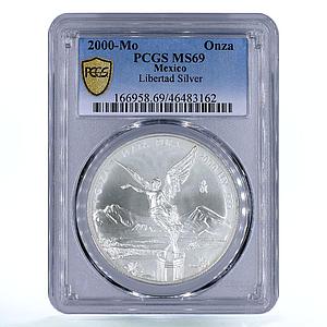 Mexico 1 onza Libertad Angel of Independence MS69 PCGS silver coin 2000