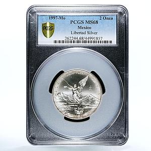 Mexico 2 onzas Libertad Angel of Independence MS68 PCGS silver coin 1997