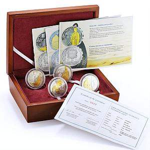 Andorra set 4 coins The Vikings gilded silver coins 2008