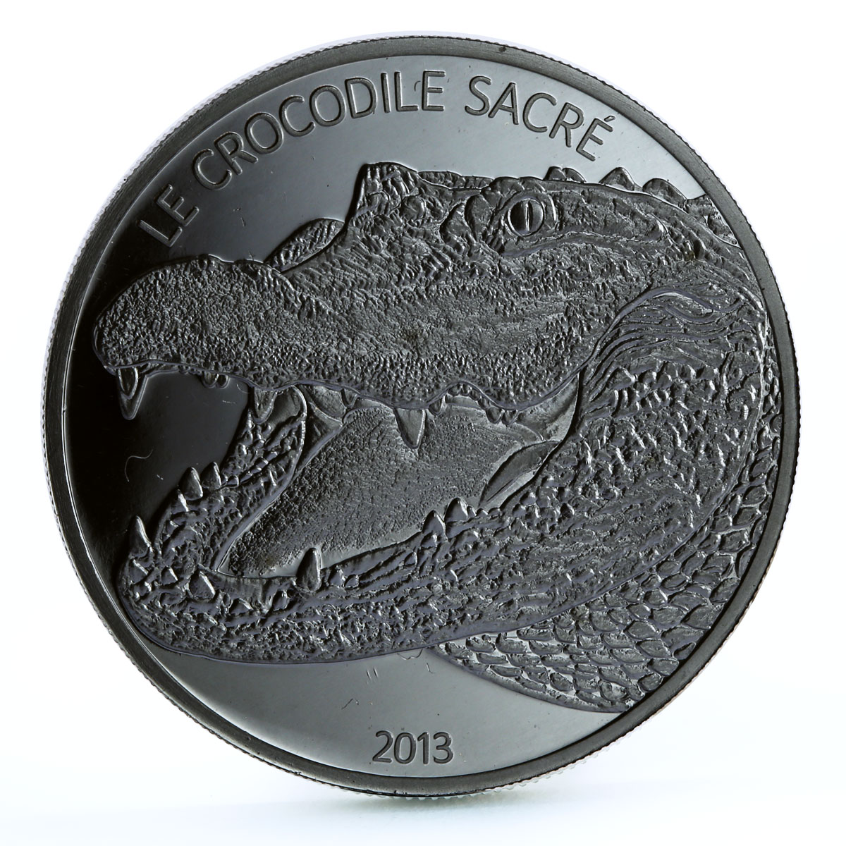 Burkina Faso 1000 francs Holy Crocodile Sacre in Dark Datina silver coin 2013