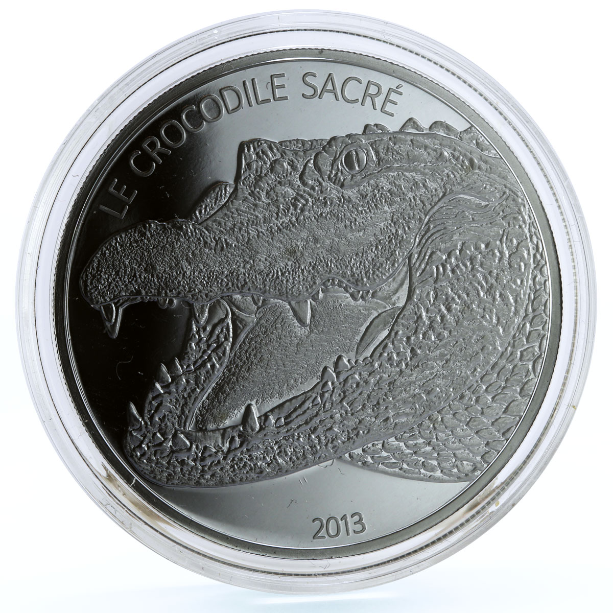 Burkina Faso 1000 francs Holy Crocodile Sacre in Dark Datina silver coin 2013