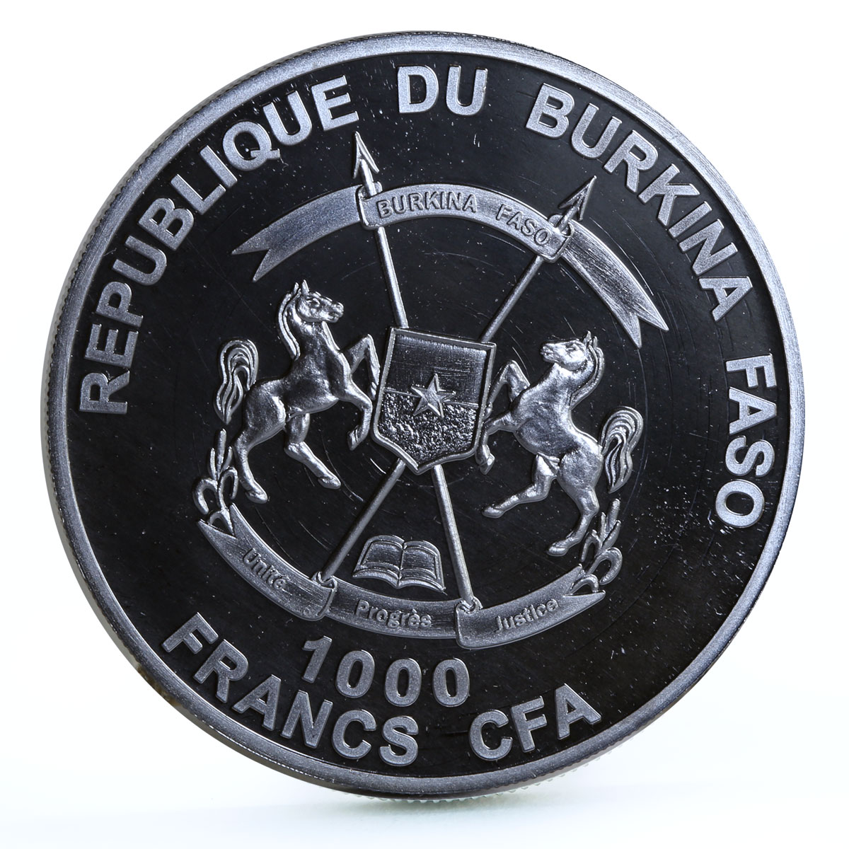 Burkina Faso 1000 francs Holy Crocodile Sacre in Dark Datina silver coin 2013