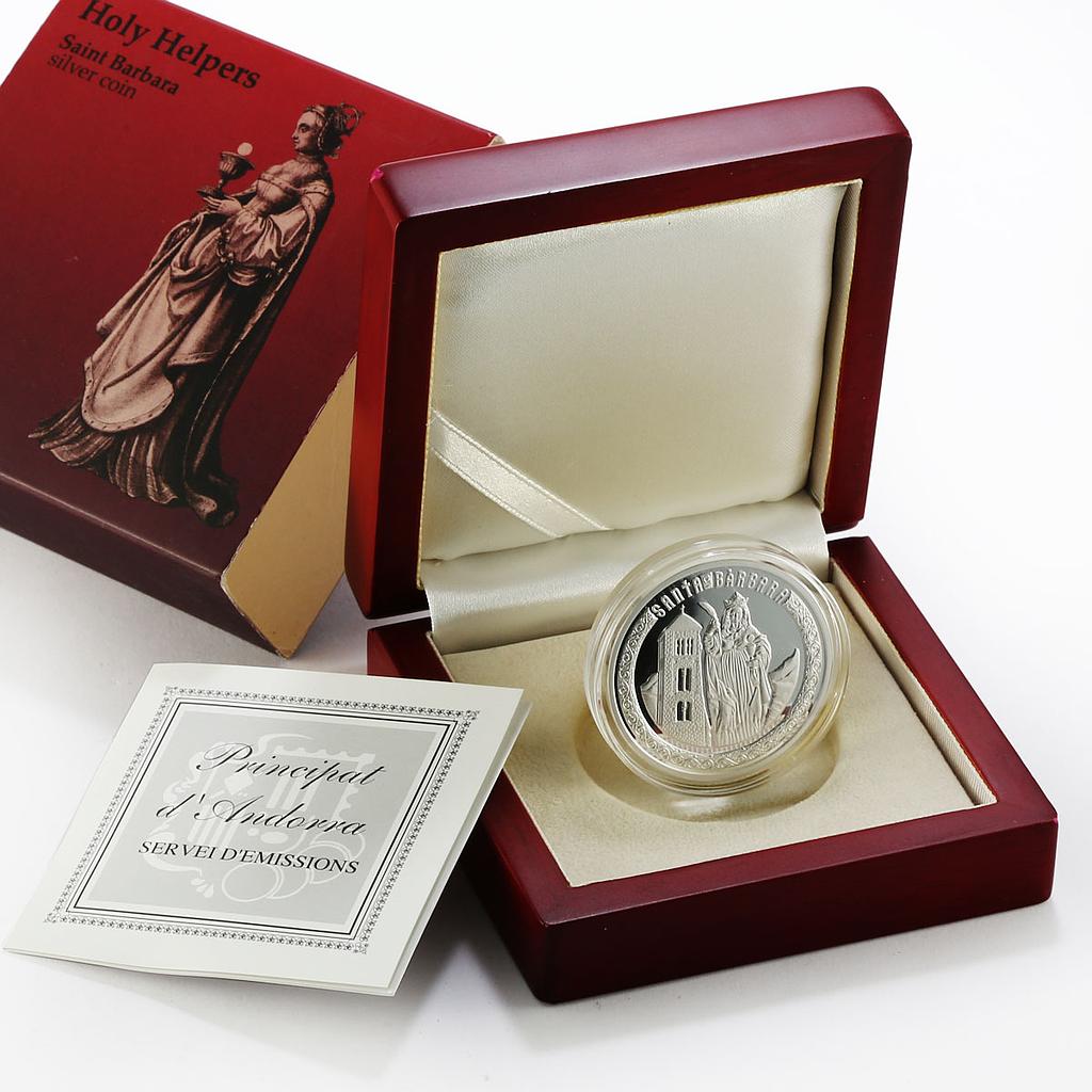 Andorra 10 dinars Holy Helpers series St. Barbara silver proof coin 2010