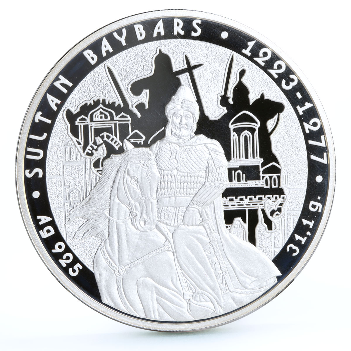 Kazakhstan 100 tenge Great Commanders Sultan Baybars Horseman silver coin 2012