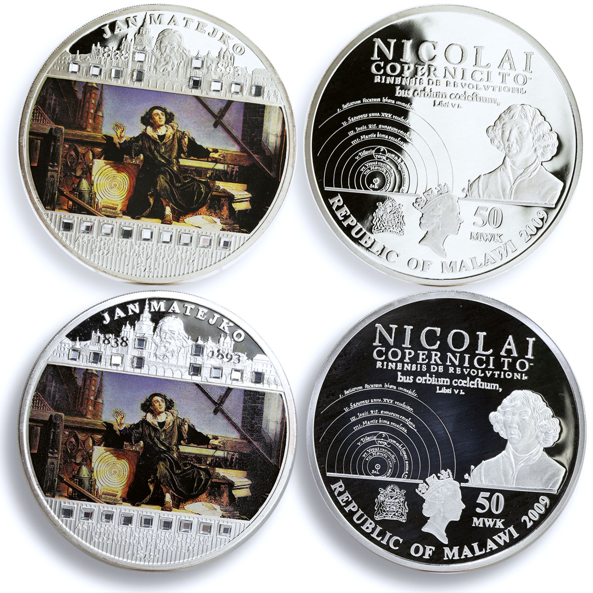 Malawi set of 6 coins Polish Painter Jan Matejko Art colored silver coins 2009