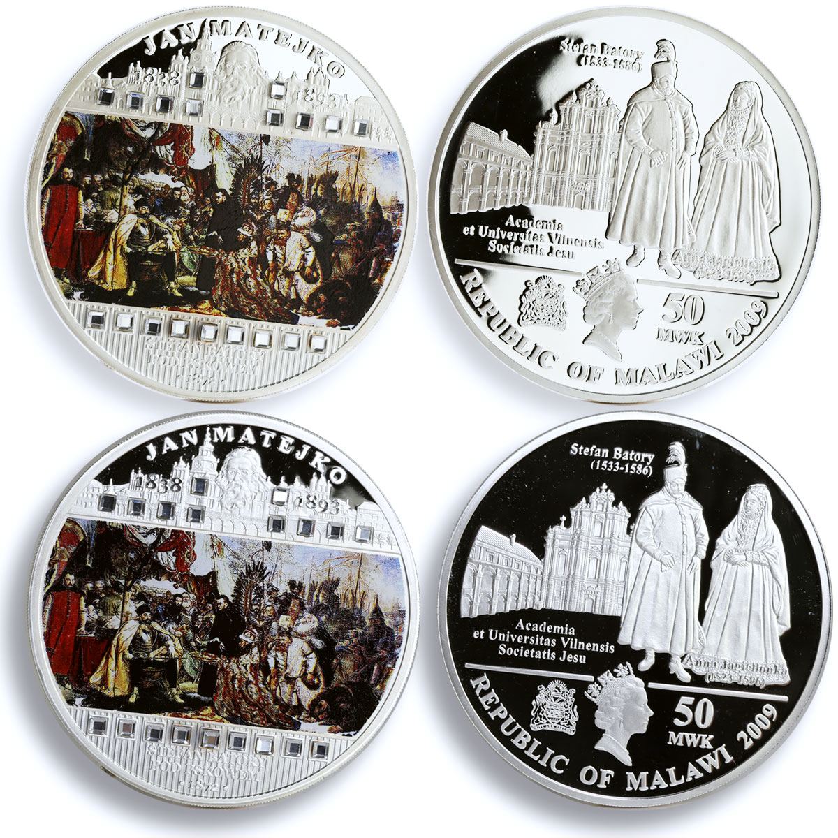 Malawi set of 6 coins Polish Painter Jan Matejko Art colored silver coins 2009