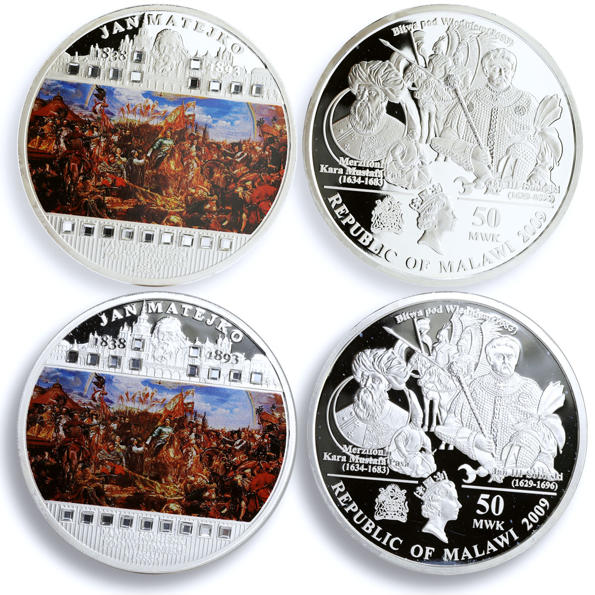 Malawi set of 6 coins Polish Painter Jan Matejko Art colored silver coins 2009