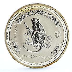 Australia 1 dollar Lunar Calendar series I Year of the Monkey silver coin 2004