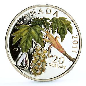 Canada 20 dollars Maple Leaf Crystal Raindrop proof silver coin 2011