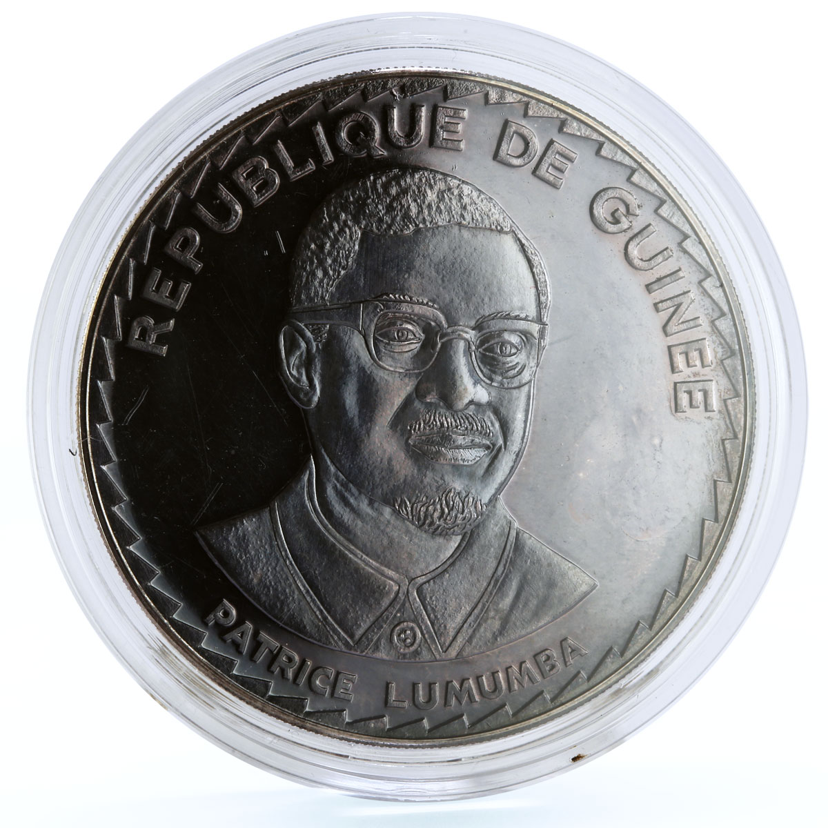 Guinea 500 sylis Politics Prime-Minister Patrice Lumumba proof silver coin 1977