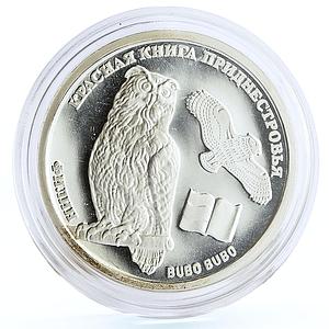 Transnistria 10 rubles Local Red Book Owl Bird Fauna silver coin 2008