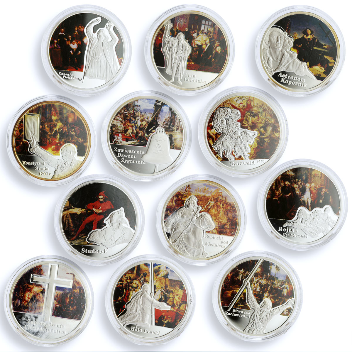 Poland set of 12 medals Polish Painter Jan Matejko Art colored Ag tokens 2011