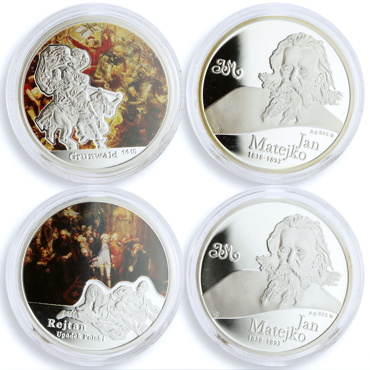 Poland set of 12 medals Polish Painter Jan Matejko Art colored Ag tokens 2011