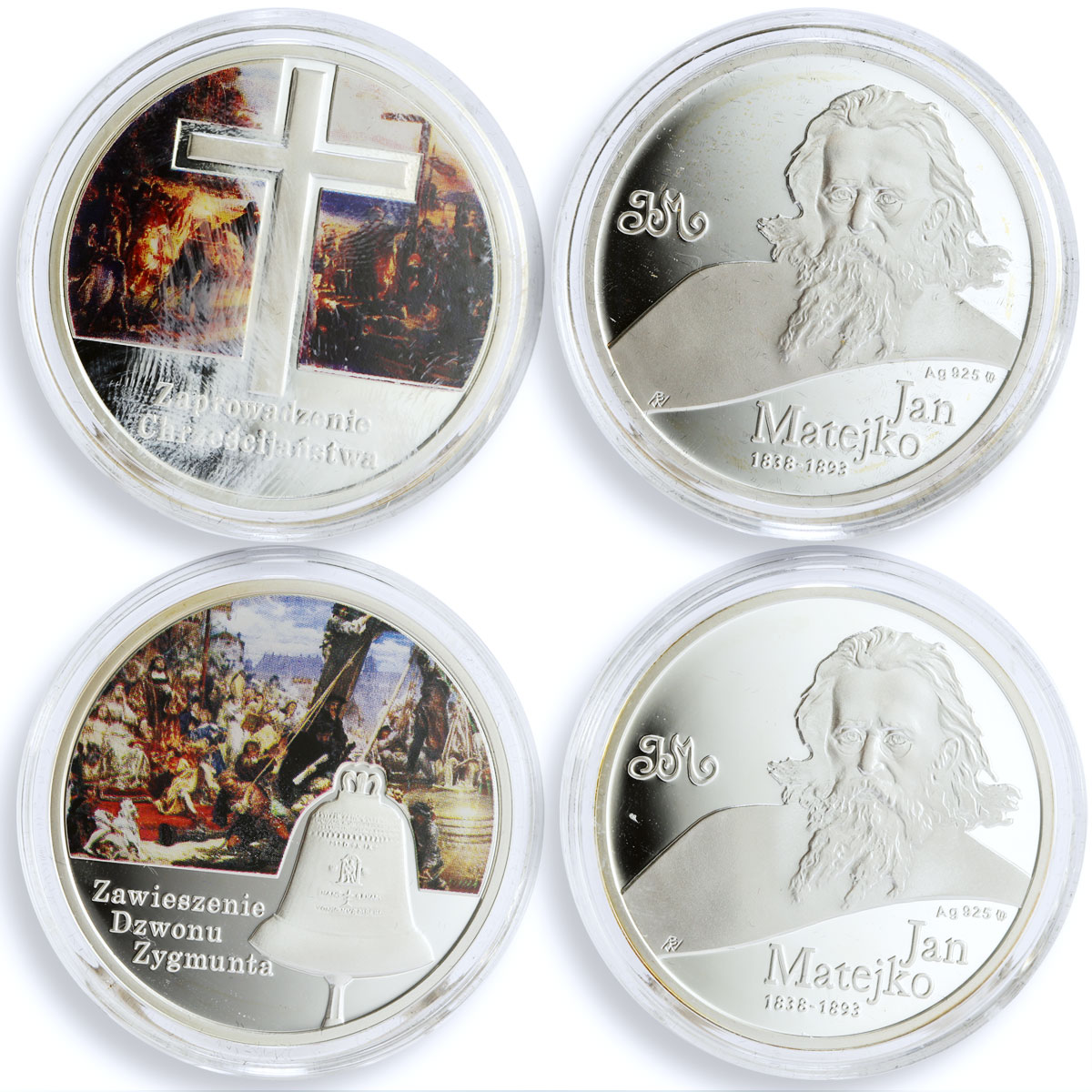 Poland set of 12 medals Polish Painter Jan Matejko Art colored Ag tokens 2011