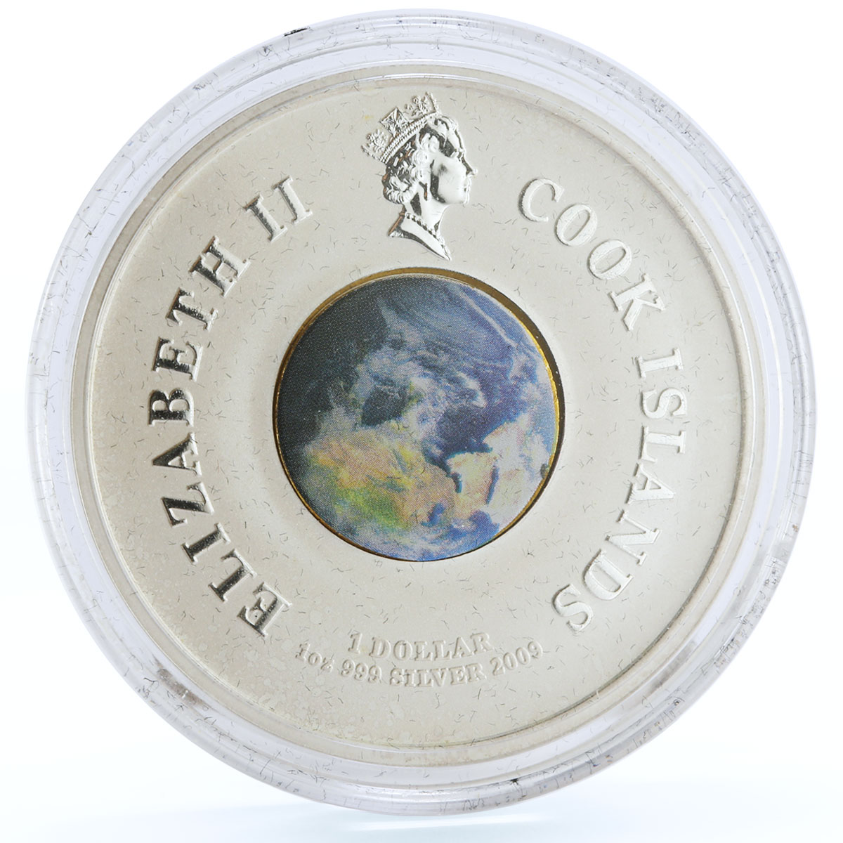 Cook Islands 1 dollar 1st Moon Walk Astronaut Shuttle Ship silver coin 2009