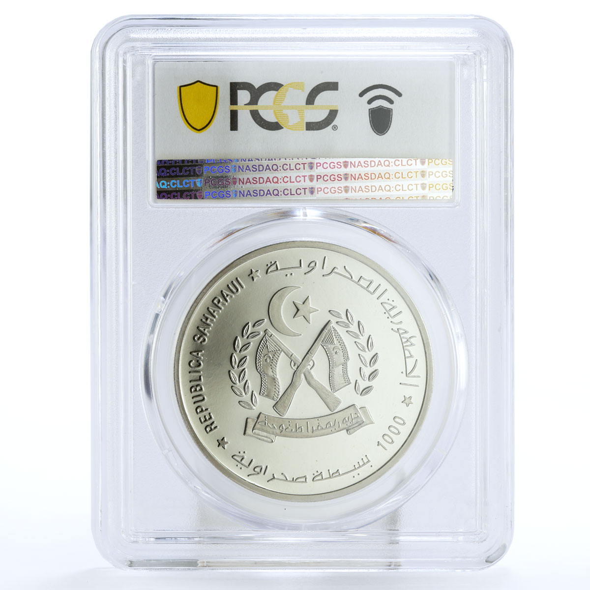 Saharawi 1000 pesetas 1st Atlantic Crossing Lindbergh PR68 PCGS CuNi coin 1997