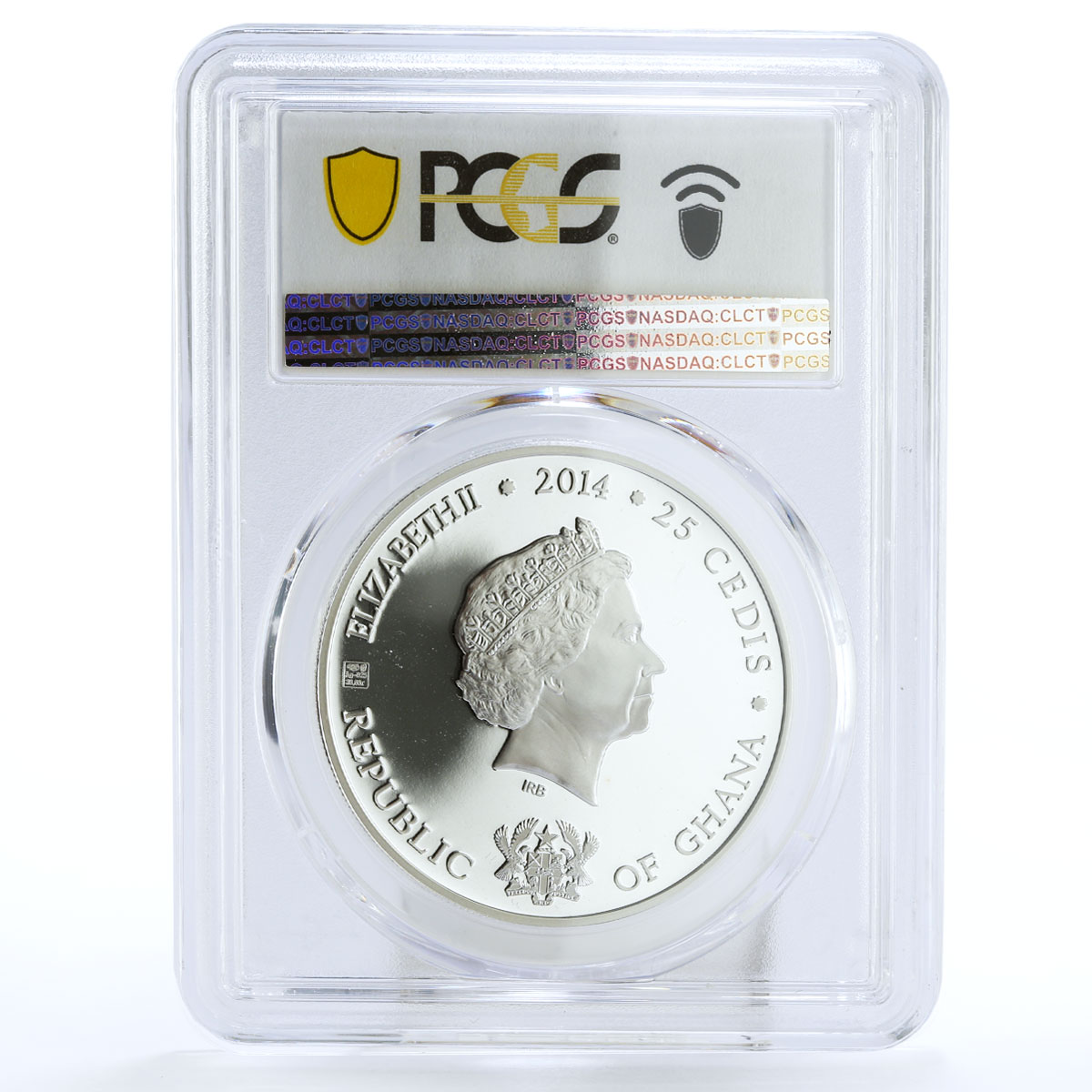 Ghana 25 cedis 25th Anniversary Marine Bank Ship PR68 PCGS silver coin 2014