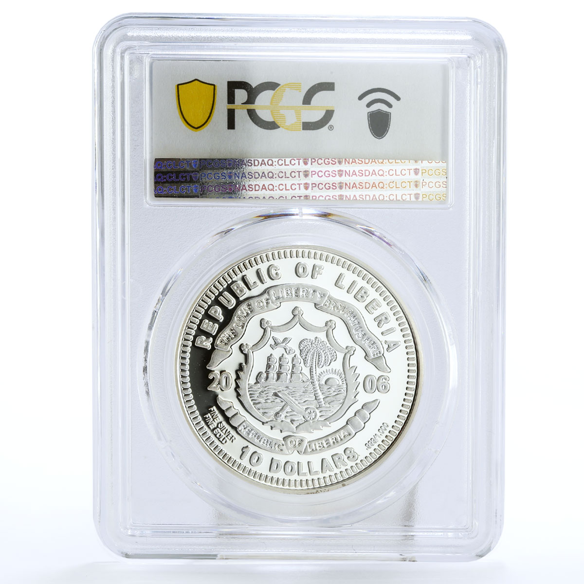 Liberia 10 dollars Madagascarian Dwarf Lemur PR66 PCGS gilded silver coin 2006