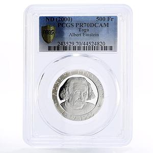Togo 500 francs Famous Scientist Albert Einstein PR70 PCGS silver coin 2000