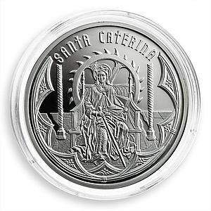 Andorra 10 dinars Holy Helpers St. Catherine silver proof coin 2010