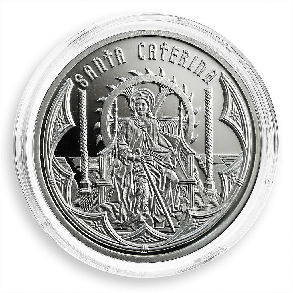 Andorra 10 dinars Holy Helpers St. Catherine silver proof coin 2010