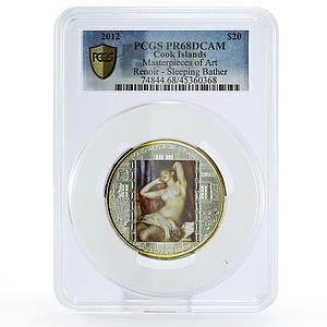 Cook Islands 20 dollars Renoir Sleeping Bather Art PR68 PCGS Ag coin 2012