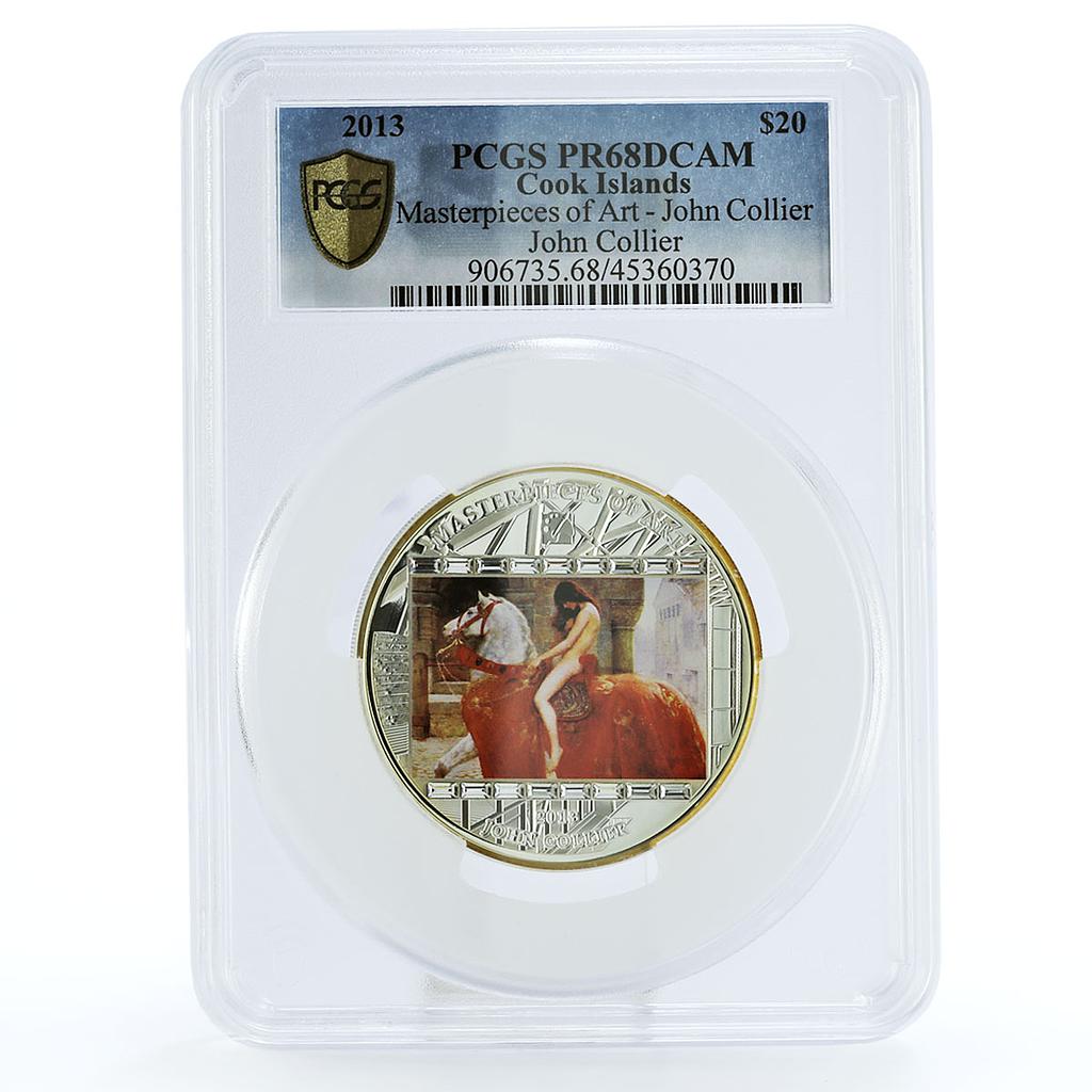 Cook Islands 20 dollars John Collier Woman on Horse Art PR68 PCGS Ag coin 2013