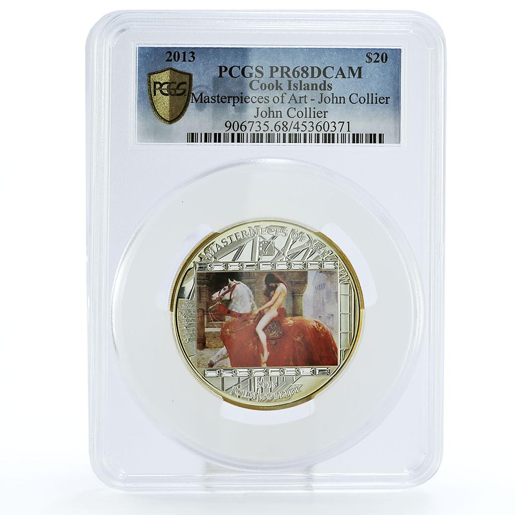 Cook Islands 20 dollars John Collier Woman on Horse Art PR68 PCGS Ag coin 2013