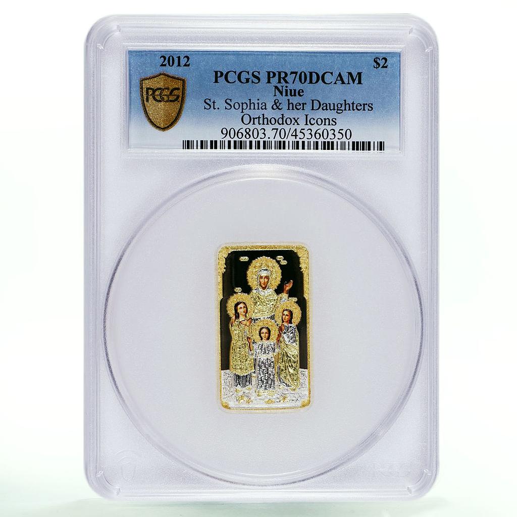 Niue 2 dollars Orthodox Shrines St Sophia Daughters PR70 PCGS Ag coin 2012