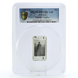 Tuvalu 1 dollar 100th Birth Charlie Chaplin PR69 PCGS hologram silver coin 2014
