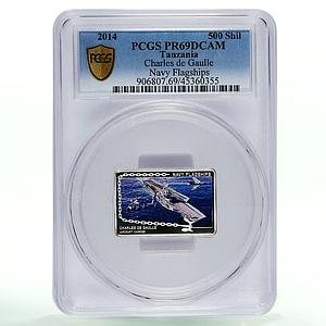 Tanzania 500 shillings France Navy Flagships Aircraft De Gaulle PR69 PCGS 2014