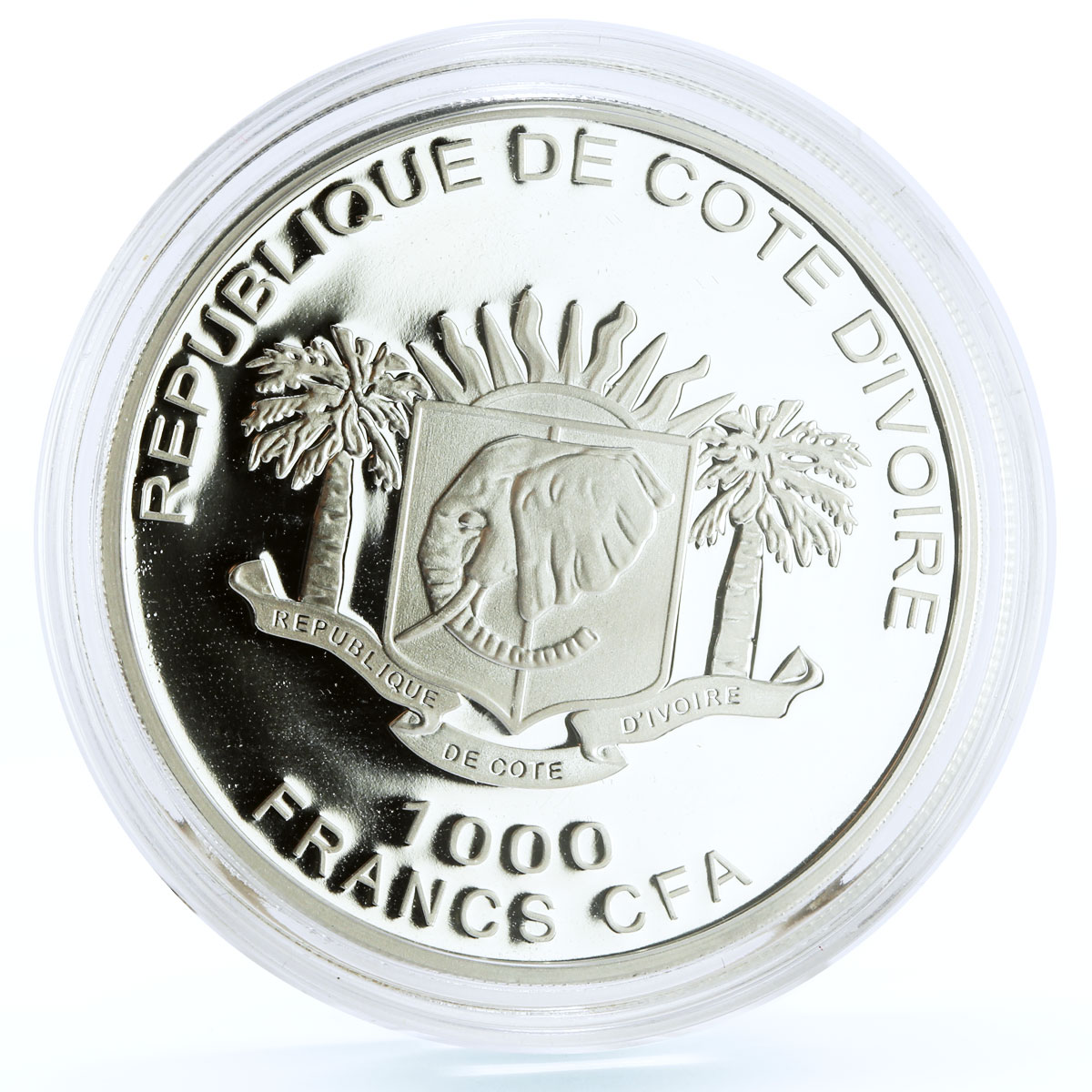 Ivory Coast 1000 francs Ancient Animals Mammoth Elephant Fauna silver coin 2010