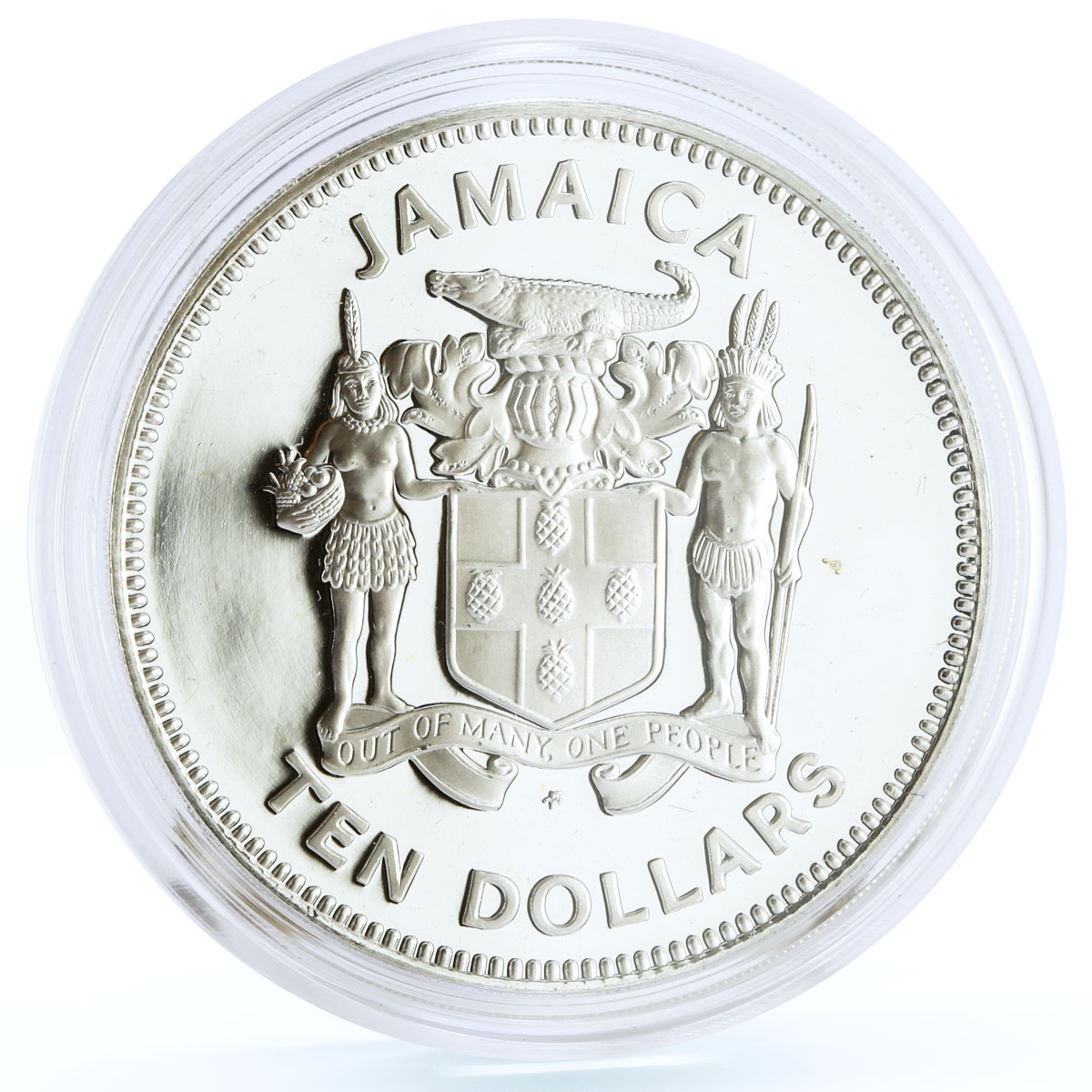 Jamaica 10 dollars Endangered Wildlife Mongoose Animals Fauna silver coin 1982
