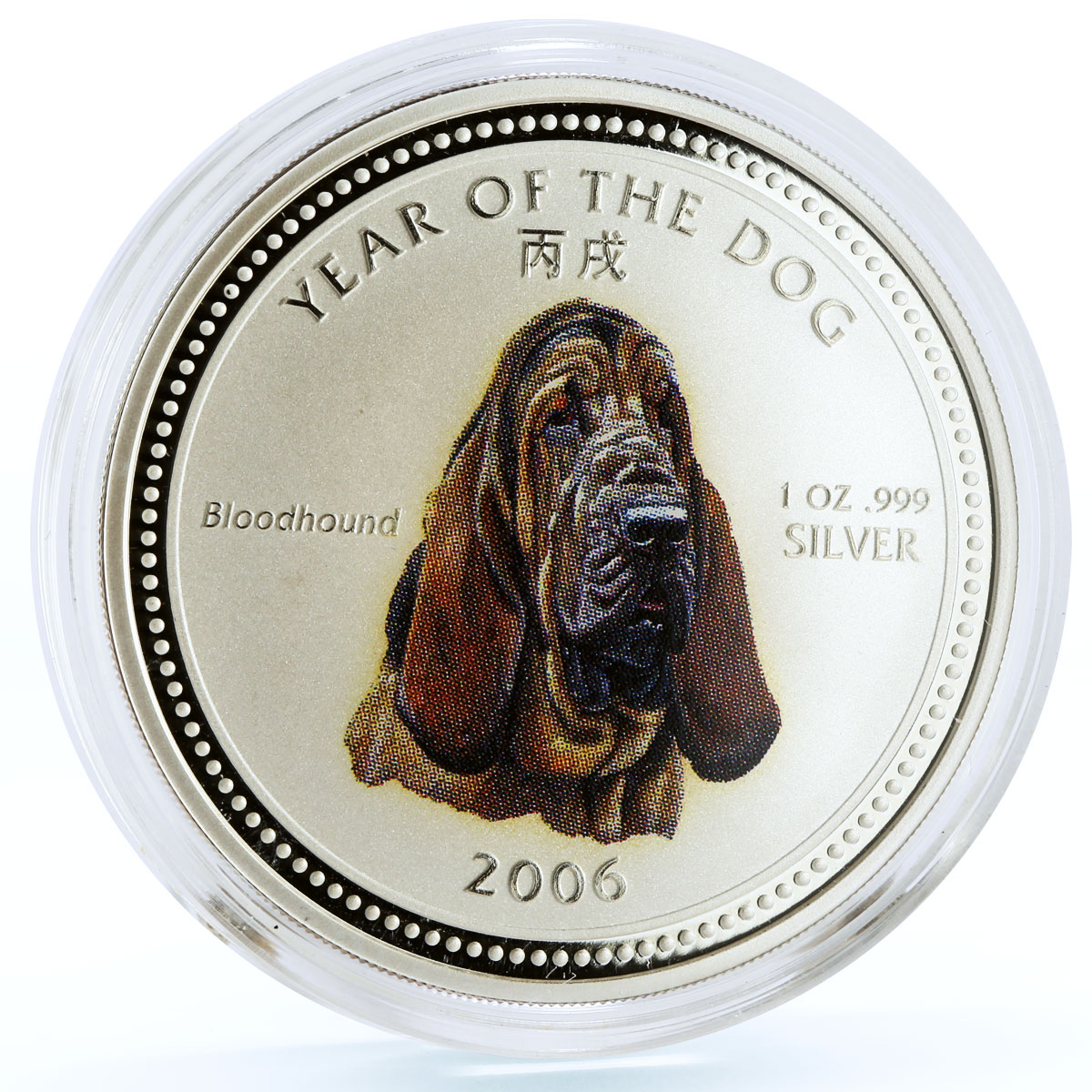 Cambodia 3000 riels Lunar Calendar Year of the Dog Bloodhound silver coin 2006