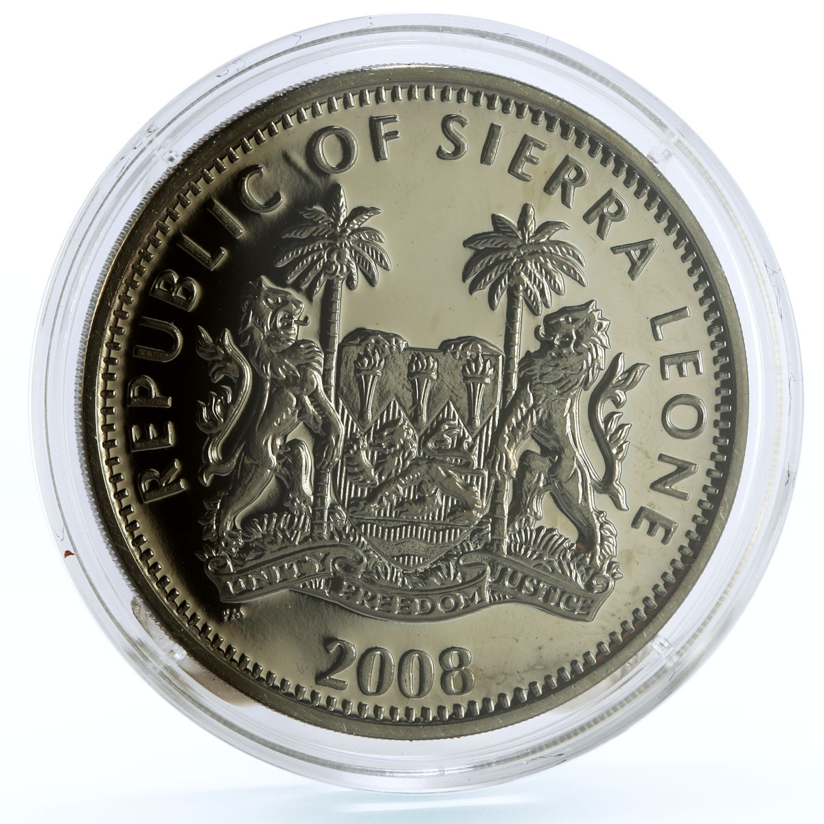 Sierra Leone 10 dollars Nocturnal Animals series Duiker silver coin 2008