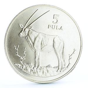 Botswana 5 pula Endangered Wildlife Gemsbok Animals Fauna silver coin 1978