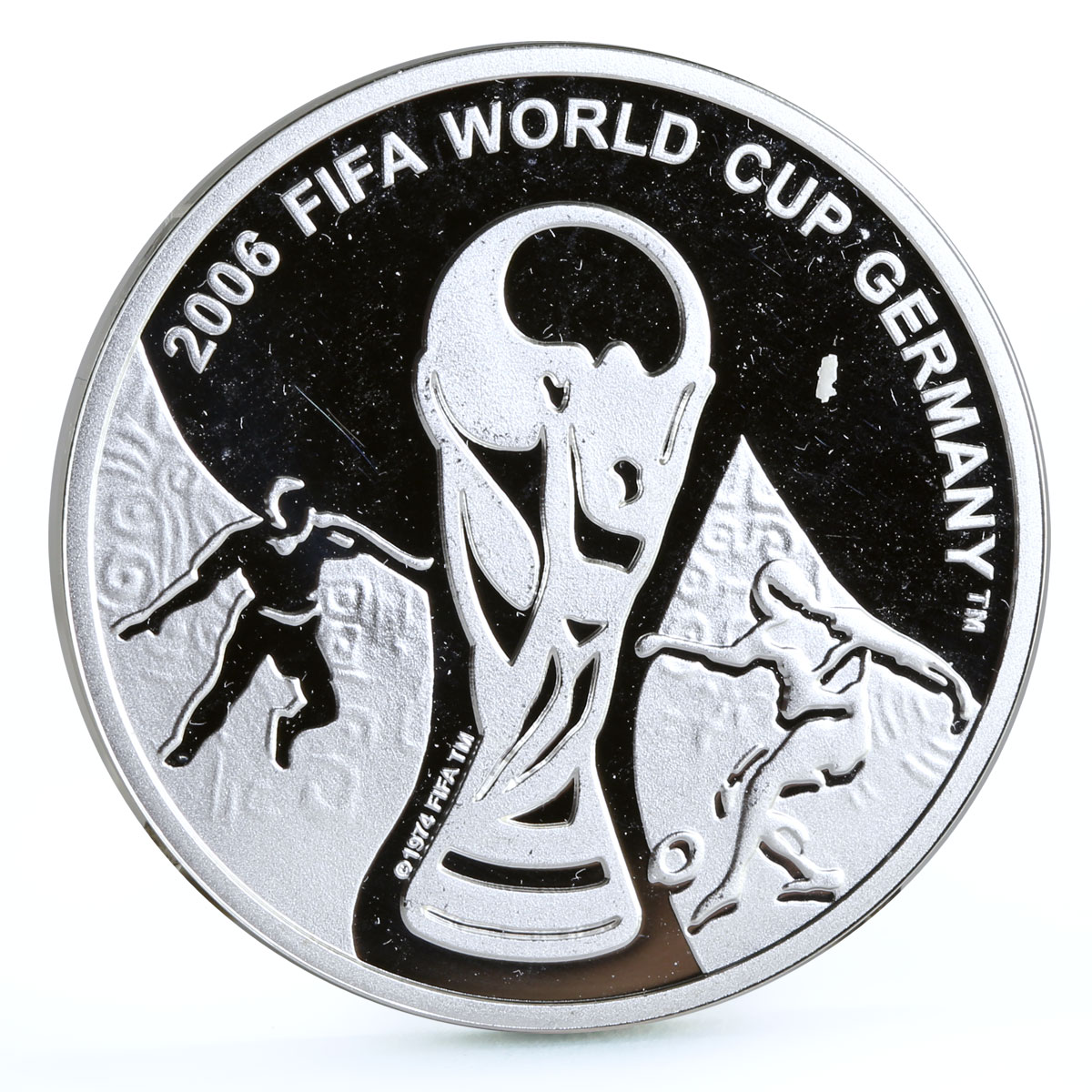 Georgia 1 lari Football World Cup in Germany Trophey proof silver coin 2004