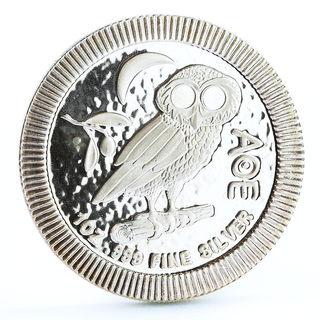 Niue 2 dollars Mythology Athena Owl Bird Moon Olive Branch silver coin 2017